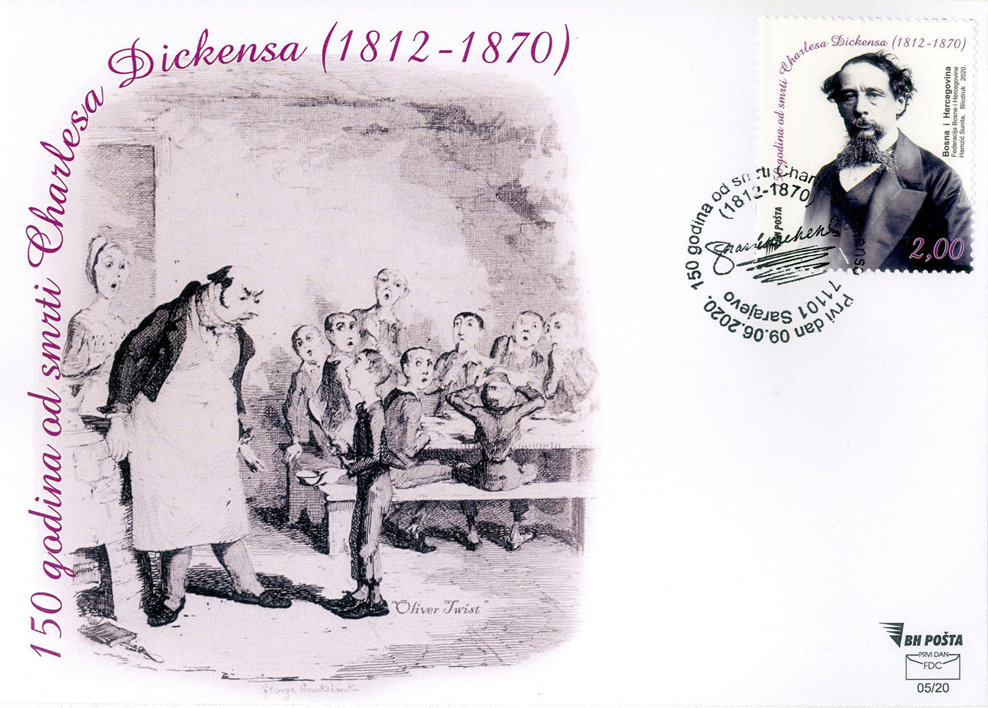 150 godina od smrti -Charles Dickensa (1812 -1870) – FDC
