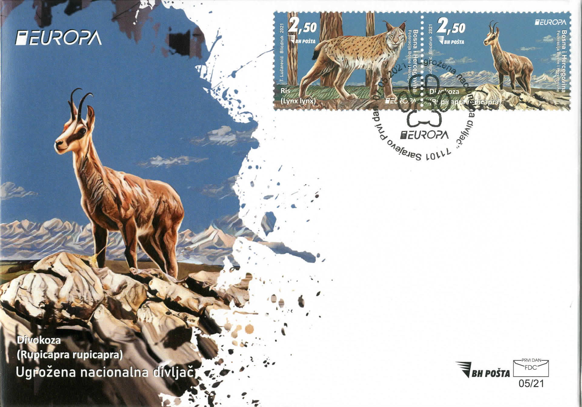 Ugrožena nacionalna divljač – ris, divokoza (FDC mali)