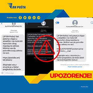 BH Pošta Upozorava Korisnike:  NE NASJEDAJTE NA LAŽNE SMS PORUKE O PRISPIJEĆU PAKETA!