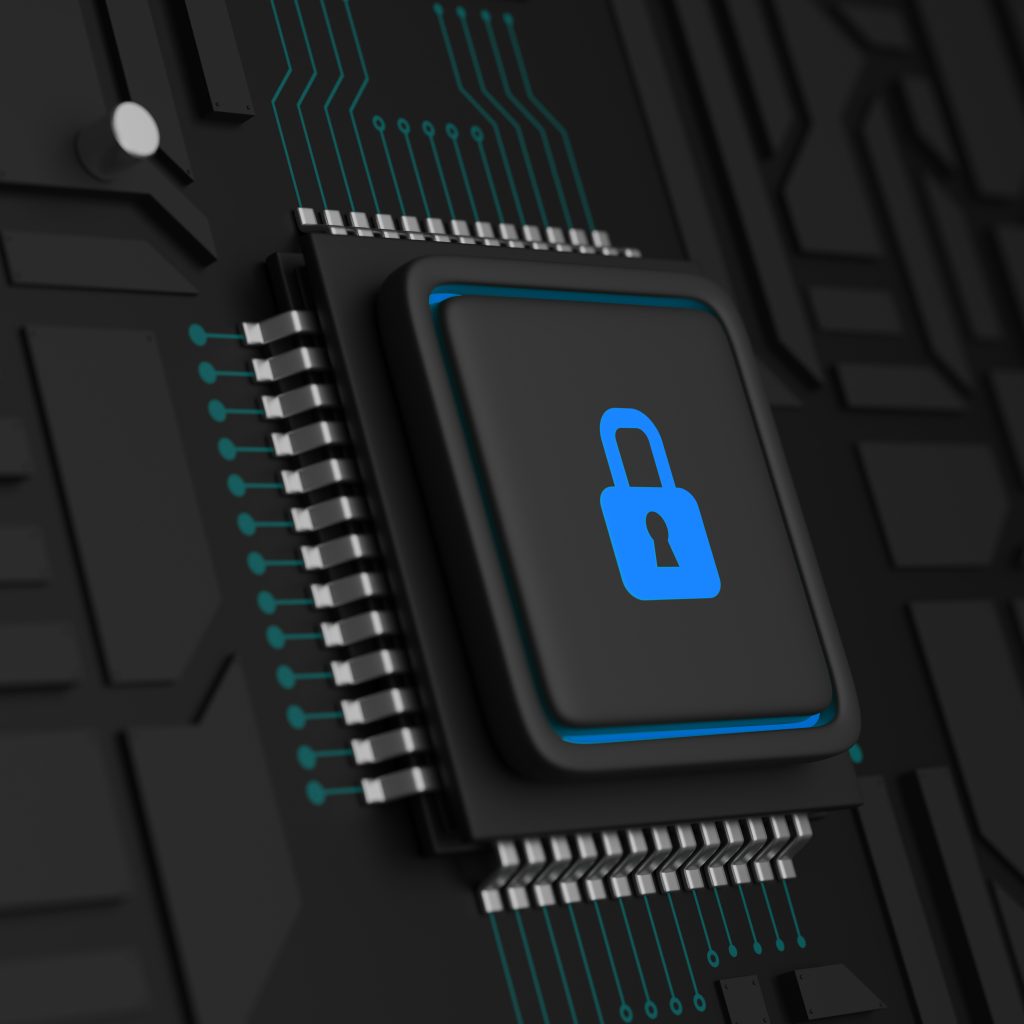 Online security dark background. 3d illustration